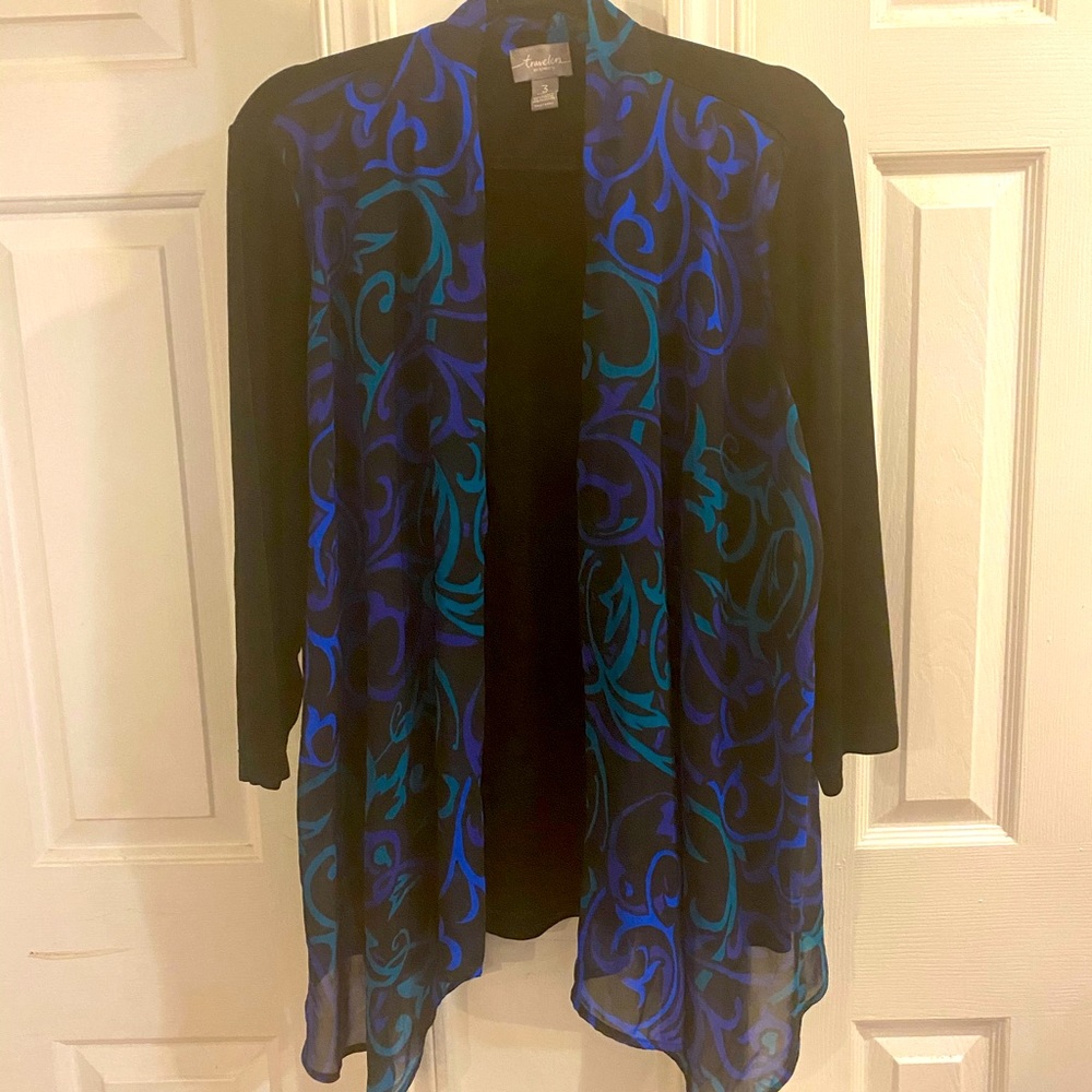 Chico’s Lightweight Sheer-Front Jacket, size 3
